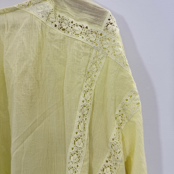 Free People Victorian Crochet Lace Blouse Small Yellow - Picture 5 of 6
